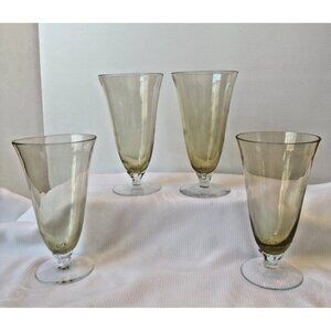 Cseptre Fostoria Amber Topaz  Glasses Set of 4 6"3/4x3"1/2